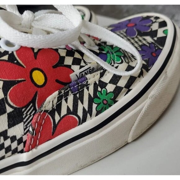 Vans Authentic Printed Floral/Check Men's Classic Skate Shoes Size 10 red green - Picture 10 of 11